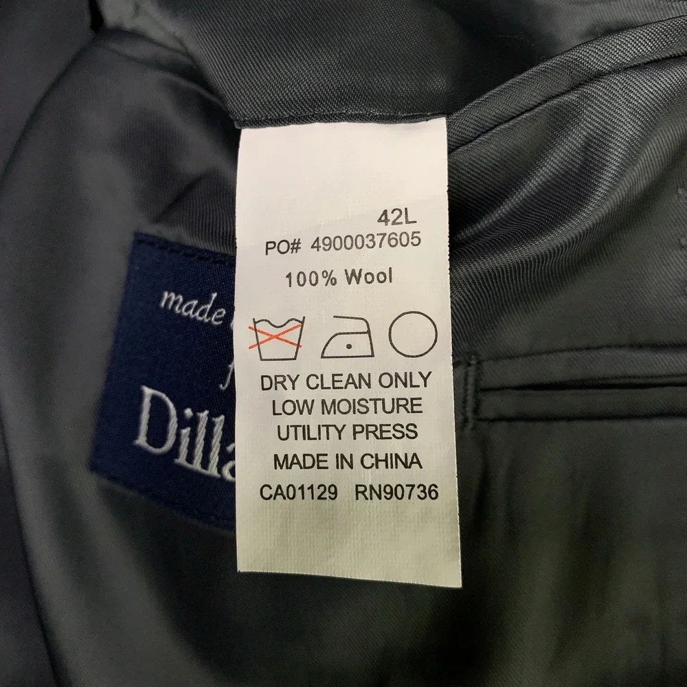 Ralph Ralph Lauren 2 Piece Suit 42L Grey Pinstripe Wool Pleated Pants 34x30.5